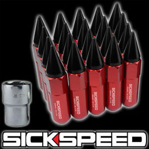 SICKSPEED 20 RED/BLACK SPIKED ALUMINUM 60MM LOCKING LUG NUTS WHEELS 12X1.25 L12 #1 image