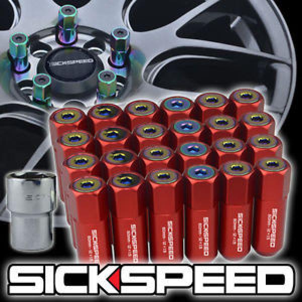 SICKSPEED 24 PC RED/NEO CHROME CAPPED ALUMINUM LOCKING LUG NUTS 12X1.25 L13 #1 image