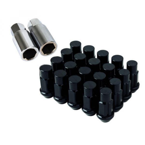 Type-4 50mm Wheel Rim Closed End Lug Nuts 20 PCS Set M12 X 1.5 Black w/ LOCK #1 image