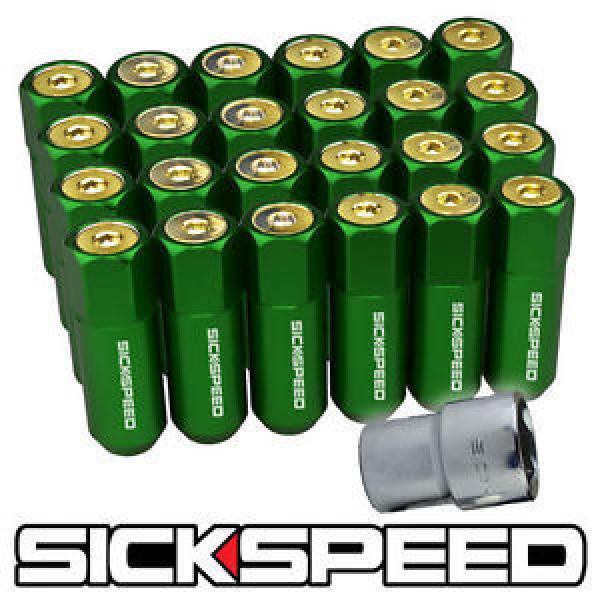 SICKSPEED 24 PC GREEN/24K GOLD CAPPED EXTENDED 60MM LOCKING LUG NUTS 1/2x20 L23 #1 image
