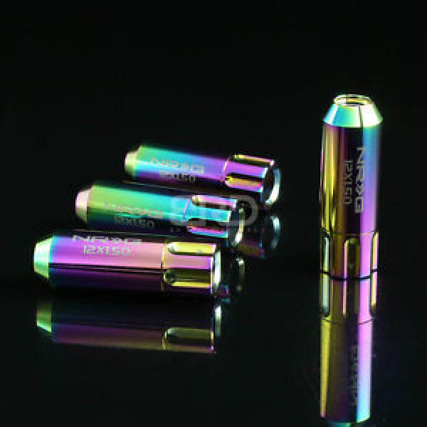 NRG ALUMINUM OPEN END EXTENDED TUNER LUG NUTS 6 PT LOCK M12x1.5 NEO CHROME 4 PC #1 image