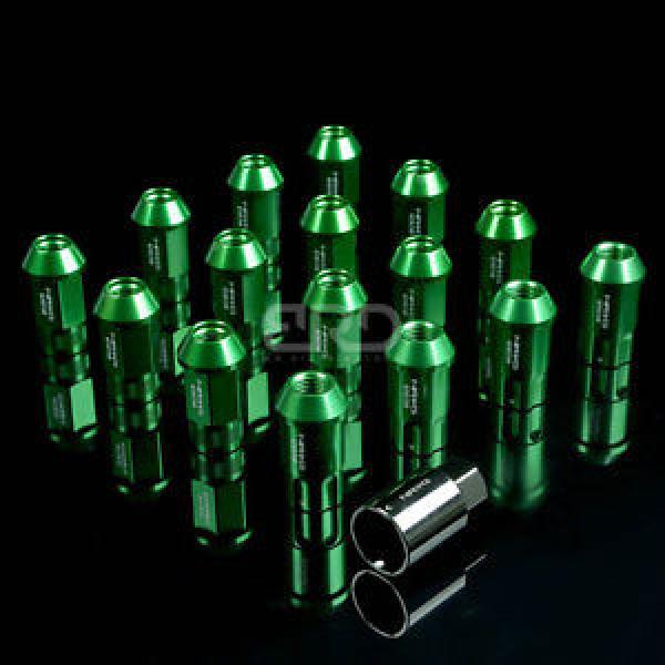 NRG ANODIZED ALUMINUM OPEN END TUNER WHEEL LUG NUTS LOCK M12x1.5 GREEN 16 PC+KEY #1 image