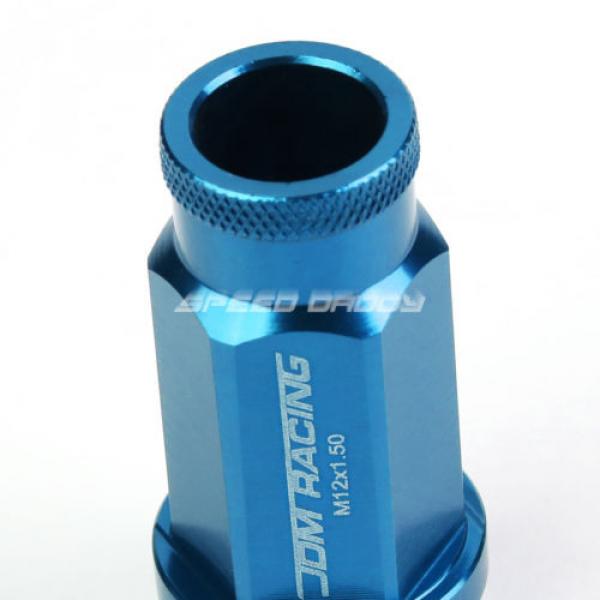 20X RACING RIM 50MM OPEN END ANODIZED WHEEL LUG NUT+ADAPTER KEY LIGHT BLUE #3 image