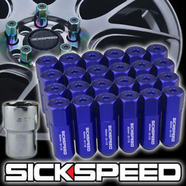 SICKSPEED 24 PC BLUE CAPS ALUMINUM 60MM LOCKING LUG NUTS WHEELS/RIMS 12X1.25 L13 #1 image