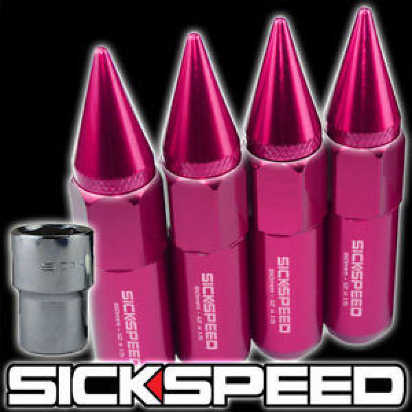 SICKSPEED 4 PC SPIKED 60MM LOCKING LUG NUTS FOR WHEELS/RIMS 12X1.5 PINK L20 #1 image