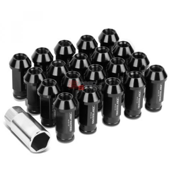 BLACK 50MM M12 X 1.5 ALUMINUM WHEEL RIM LOCK ACORN TUNER LUG NUT+ADAPTER KEY #1 image