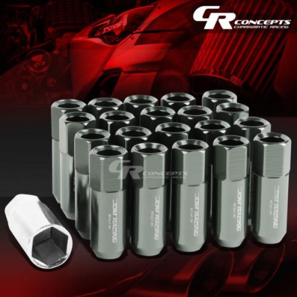 20X RACING RIM EXTENDED ACORN TUNER  WHEEL LOCK LUG NUTS+ADAPTER KEY GUNMETAL #1 image