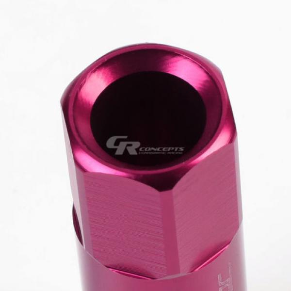 20X RACING RIM EXTENDED ACORN TUNER  WHEEL LOCK LUG NUTS+1X ADAPTER KEY PINK #3 image