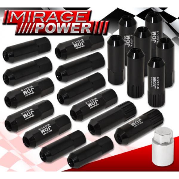 (20 PIECES) UNIVERSAL M12x1.5 ALUMINUM TUNER WHEEL LUG NUTS BLACK + LOCKING KEY #1 image