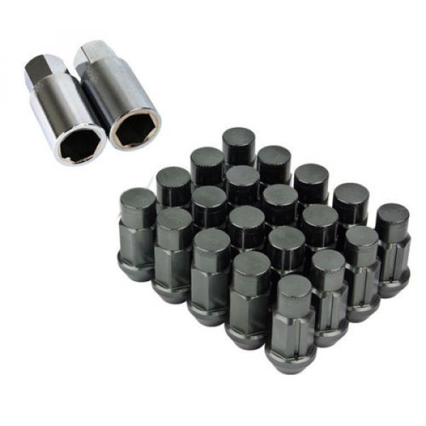 Type-4 50mm Wheel Rim Closed End Lug Nuts 20 PCS Set M12 X 1.5 GUN METAL w/ LOCK #1 image