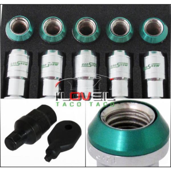 M12  X 1.5MM 20PC CHROME GREEN FORMULA STYLE RACE LUG NUTS LOCK KEY WHEEL RIMS #3 image