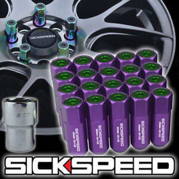 20 PURPLE/GREEN CAPPED ALUMINUM EXTENDED 60MM LOCKING LUG NUTS WHEEL 12X1.5 L07 #1 image