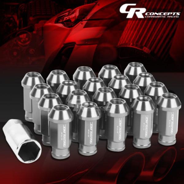 20X RACING RIM ACORN TUNER ALUMINUM WHEEL LOCK LUG NUTS + 1X ADAPTER KEY SILVER #1 image