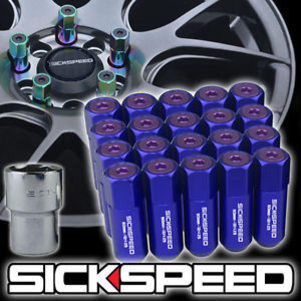 20 BLUE/PURPLE CAPPED ALUMINUM EXTENDED 60MM LOCKING LUG NUTS WHEELS 12X1.5 L07 #1 image