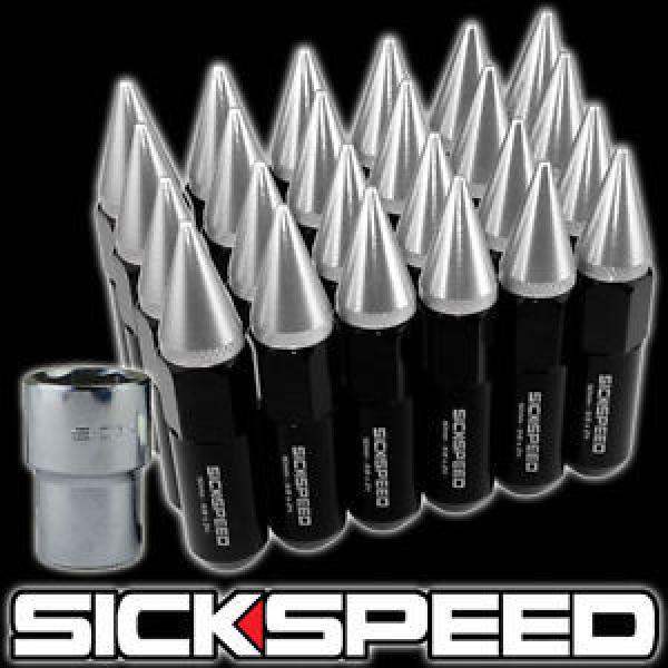 SICKSPEED 24 PC BLACK/POLISHED SPIKED ALUMINUM 60MM LOCKING LUG NUTS 12X1.25 L13 #1 image