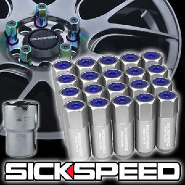 20 POLISHED/BLUE CAP ALUMINUM EXTENDED 60MM LOCKING LUG NUTS WHEELS 12X1.5 L17 #1 image