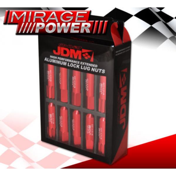 (20 PIECES) UNIVERSAL M12x1.25 ALUMINUM TUNER WHEEL LUG NUTS RED + LOCKING KEY #3 image