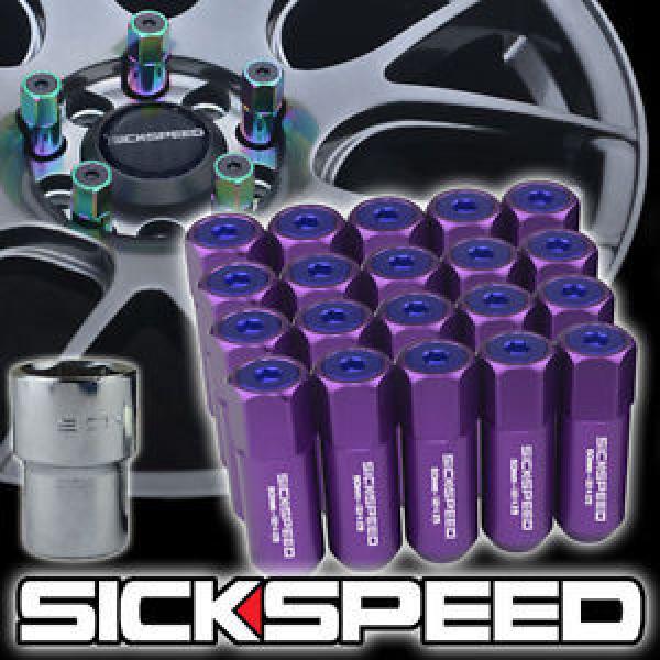 20 PURPLE/BLUE CAPPED ALUMINUM EXTENDED 60MM LOCKING LUG NUTS WHEELS 12X1.5 L17 #1 image