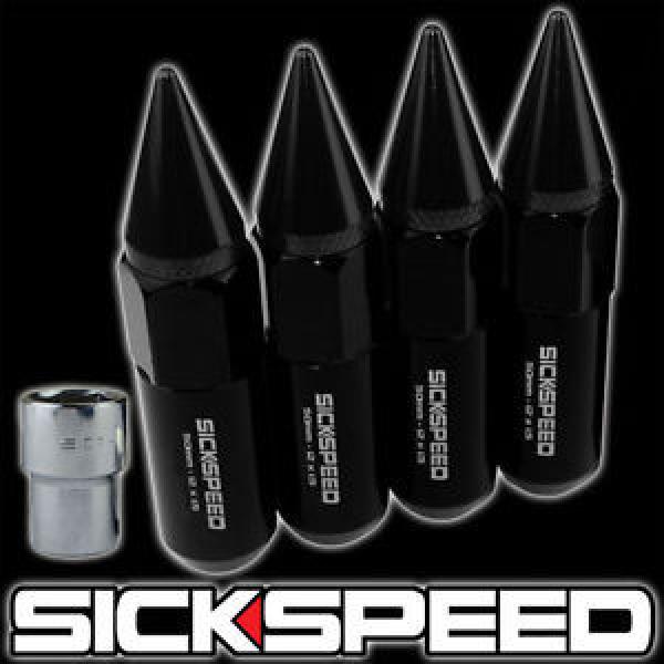 SICKSPEED 4 PC BLACK SPIKED 60MM EXTENDED TUNER LOCKING LUG NUTS 1/2x20 L25 #1 image