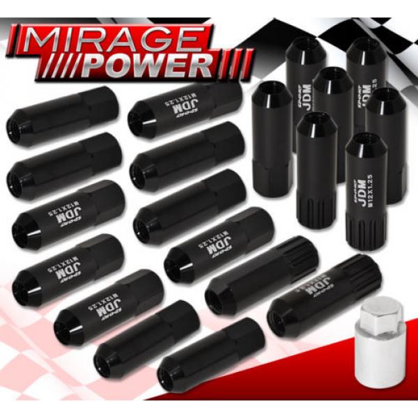 (20 PIECES) UNIVERSAL M12x1.25 ALUMINUM TUNER WHEEL LUG NUTS BLACK + LOCKING KEY #1 image