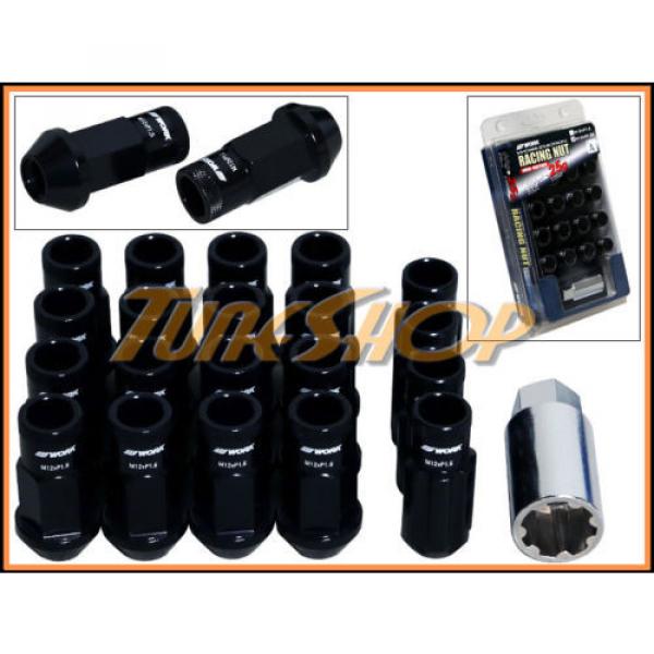 WORK RACING RS-R EXTENDED FORGED ALUMINUM LOCK LUG NUTS 12X1.5 1.5 BLACK OPEN M #1 image
