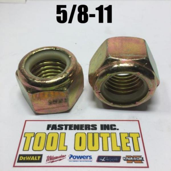 (Qty 25) 5/8-11 Grade 8 Nylon Insert Lock Nuts Nylock Yellow Zinc Plated #2 image