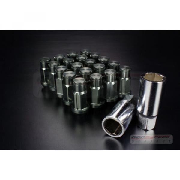 Type-4 50mm Wheel Rim Closed End Lug Nuts 20 PCS Set M12 X 1.25 GUN METAL w/LOCK #1 image