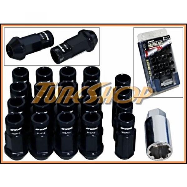 WORK RACING RS-R EXTENDED FORGED ALUMINUM LOCK LUG NUTS 12X1.5 1.5 BLACK OPEN U #1 image