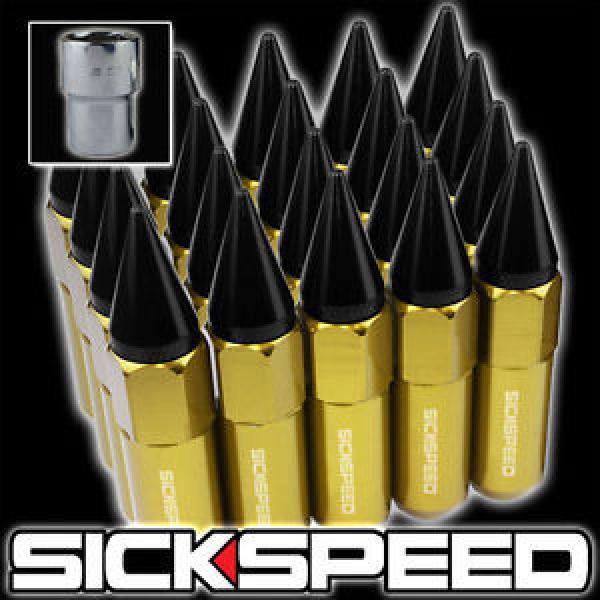 20 24K/BLK SPIKED 60MM ALUMINUM EXTENDED LOCKING LUG NUTS WHEELS/RIMS 12X1.5 L17 #1 image