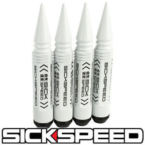 SICKSPEED 4 PC WHITE 5 1/2&#034; SPIKED STEEL EXTENDED LOCKING LUG NUTS WHEEL 14X2 #1 image