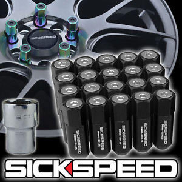 20 BLACK/POLISHED CAP ALUMINUM EXTENDED 60MM LOCKING LUG NUTS WHEELS 12X1.5 L07 #1 image