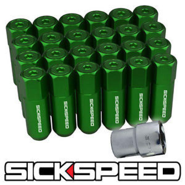 SICKSPEED 4 PC GREEN CAPPED ALUMINUM EXTENDED 60MM LOCKING LUG NUTS 1/2x20 L23 #1 image