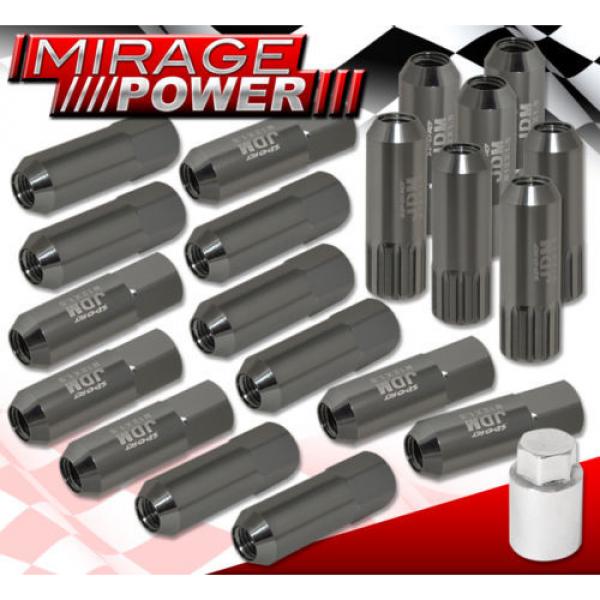 (20 PIECES) UNIVERSAL M12x1.5 ALUMINUM TUNER WHEEL LUG NUTS GRAY + LOCKING KEY #1 image