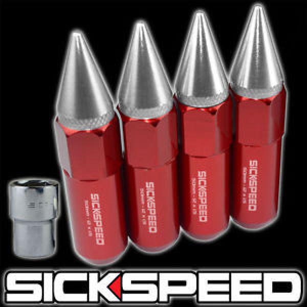 SICKSPEED 4 PC RED/POLISHED SPIKED ALUMINUM LOCKING LUG NUTS WHEEL/RIM 12X1.5 #1 image