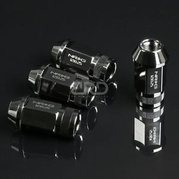 NRG ANODIZED ALUMINUM OPEN END TUNER RIM LUG NUTS LOCK M12x1.25 BLACK CHROME 4PC #1 image