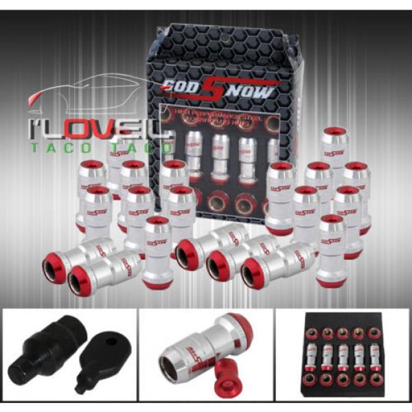 M12 X 1.5MM 20PC CNC WHEEL RIMS LUG NUTS FORMULA STYLE CHROME RED W/ KEY FORD #1 image