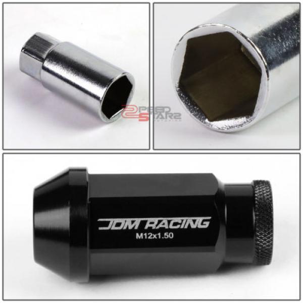 BLACK 50MM ALUMINUM WHEEL RIM LOCK ACORN TUNER LUG NUT+KEY IS250/GS460/RX350 #5 image