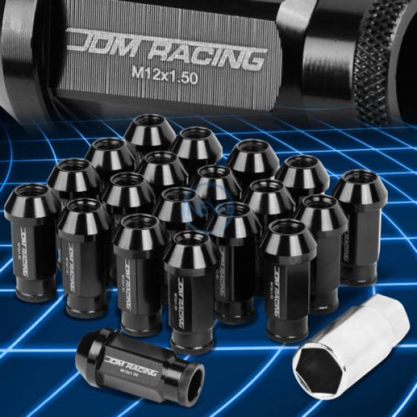 20pcs M12x1.5 Anodized 50mm Tuner Wheel Rim Locking Acorn Lug Nuts+Key Black #1 image