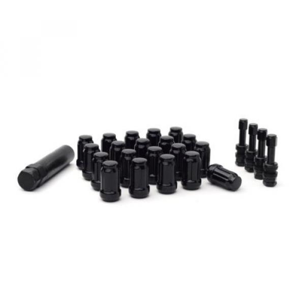 20 Black Spline Locking Lug Nuts 12x1.5 | 4 Black Aluminum Valve Stems | NEW #3 image