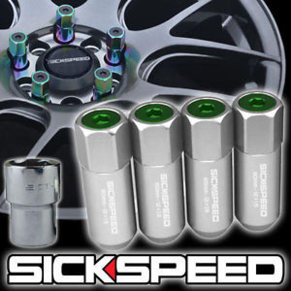 SICKSPEED 4 PC POLISHED/GREEN CAP ALUMINUM LOCKING LUG NUTS WHEELS 12X1.25 L15 #1 image