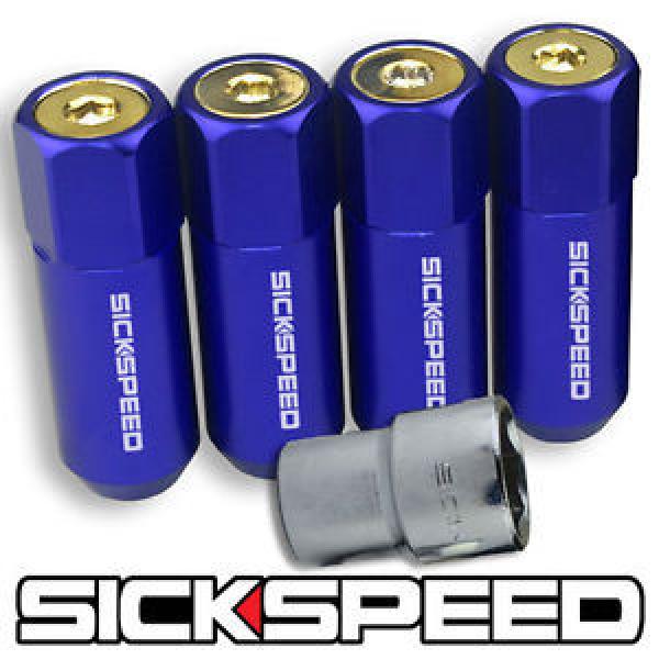 SICKSPEED 4 PC BLUE/24K GOLD CAPPED 60MM EXTENDED LOCKING LUG NUTS 1/2X20 L25 #1 image