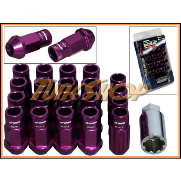 WORK RACING RS-R EXTENDED FORGED ALUMINUM LOCK LUG NUTS 12X1.5 1.5 PURPLE OPEN U #1 image