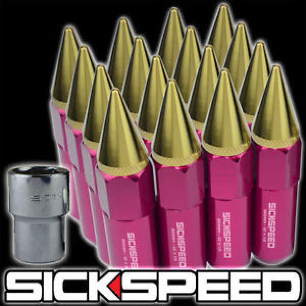 16 SPIKE ALUMINUM 60MM EXTENDED TUNER LOCKING LUG NUTS 12X1.5 PINK/24K GOLD L16 #1 image