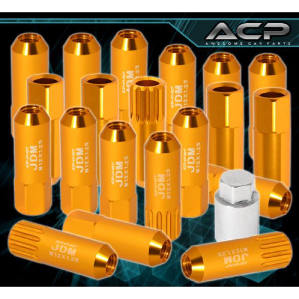 UNIVERSAL 12x1.25MM LOCKING LUG NUTS 20PC JDM EXTENDED ALUMINUM ANODIZED GOLD #1 image