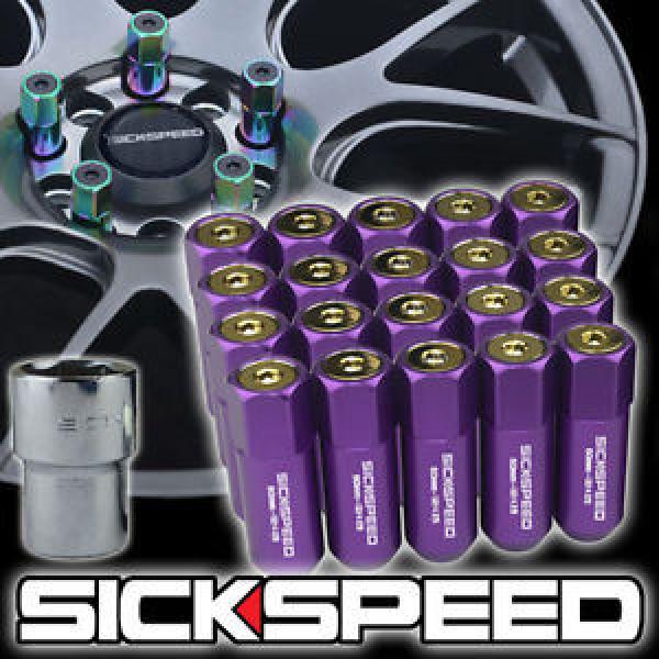 20 PURPLE/24K GOLD CAPPED EXTENDED TUNER 60MM LOCKING LUG NUTS WHEELS 12X1.5 L07 #1 image
