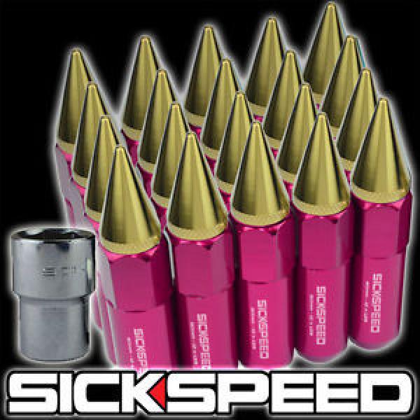 SICKSPEED 20 PC PINK/24K GOLD SPIKED 60MM LOCKING LUG NUTS WHEELS 12X1.25 L12 #1 image