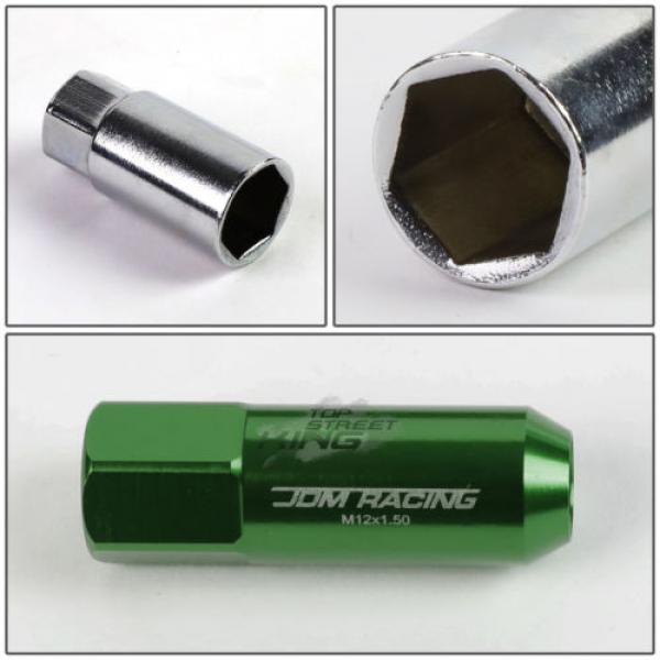 20 X M12 X 1.5 EXTENDED ALUMINUM LUG NUT+ADAPTER KEY CAMRY/CELICA/COROLLA GREEN #5 image