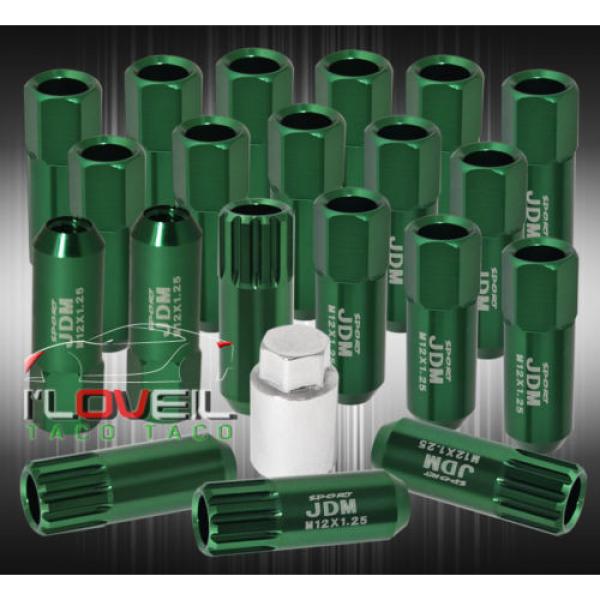 FOR INFINITI 12x1.25MM LOCKING LUG NUTS RIM FORGED ALUMINUM 20PCS UNIT KIT GREEN #1 image