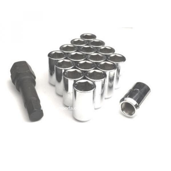 (16) 14x2 TUNER LUG NUTS ACORN OPEN END 6 POINT KEY WHEEL LOCKS CHROME #1 image