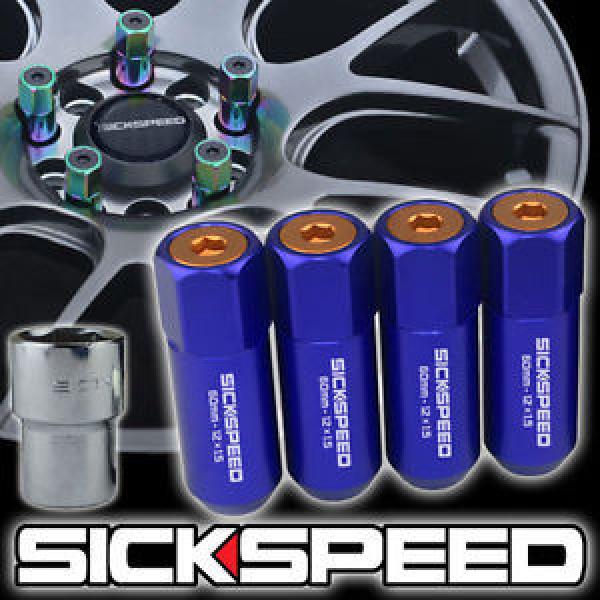 4 BLUE/ORANGE CAPPED ALUMINUM EXTENDED TUNER LOCKING LUG NUTS WHEELS 12X1.5 L20 #1 image